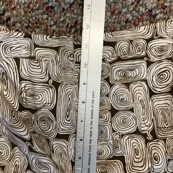Talbots Brown White Swirl Print Stretch High Waist Tapered Pants Size 12 - Picture 9 of 11